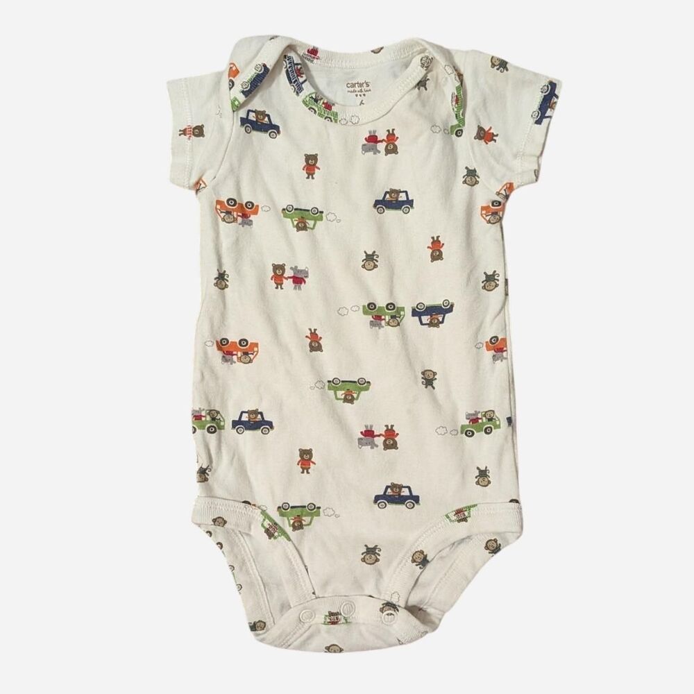 Carters 6 Months Baby Onesie With Animals And Animals Driving Cars